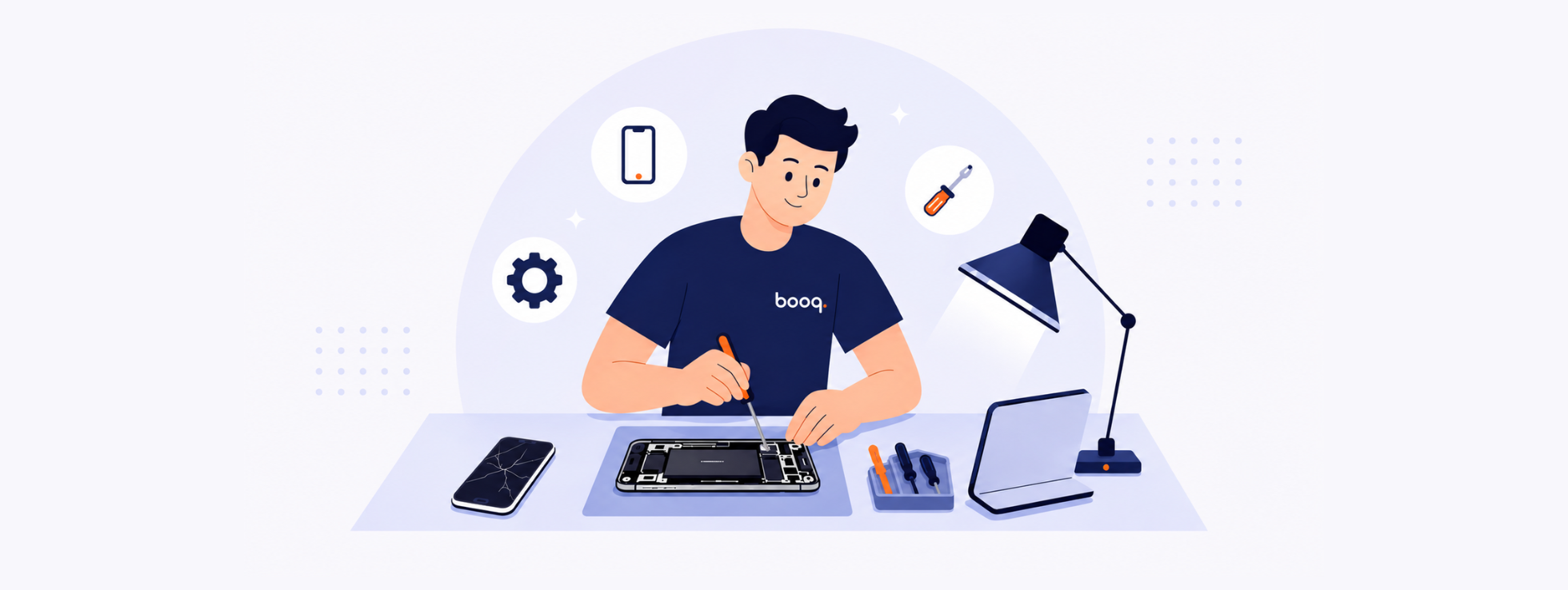Booq repair technician illustration